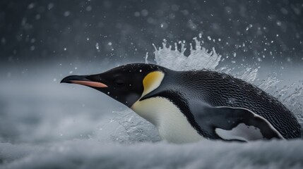 Fototapeta na wymiar Vivid Penguin Portrait: Arctic Wildlife AI Generated