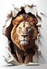 Lion in 3D style on a white background. AI Generated