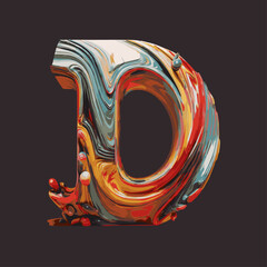 Letter D illustration, colorful letter, minimalist 3D letter - obrazy, fototapety, plakaty