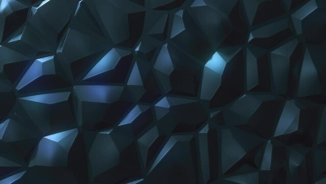 3D animation - Loopable animated dark abstract background with glossy geometric texture