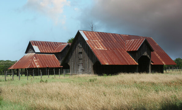 Historic Barns on rural farm in East Texas