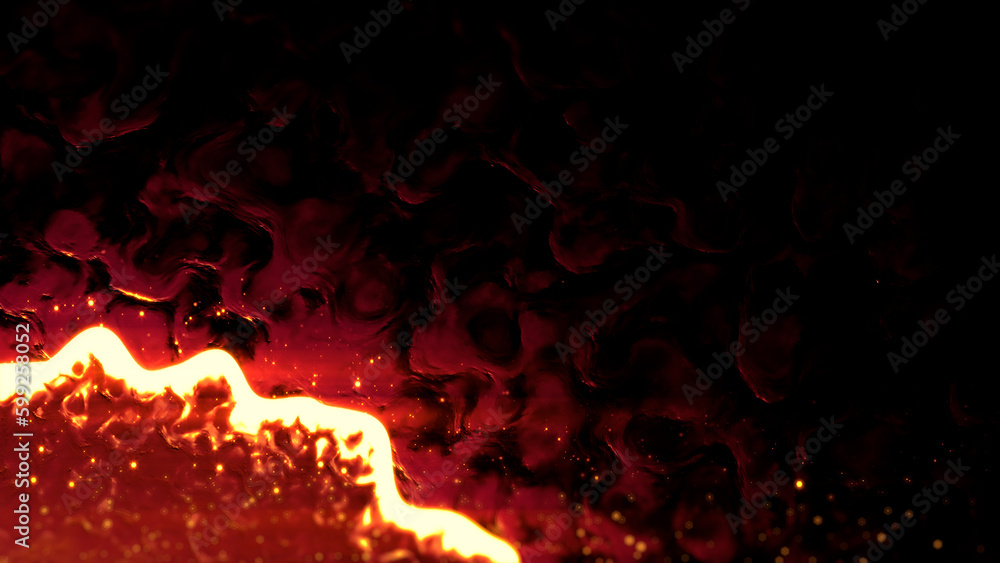 Poster blazing red and orange biological shapes material - abstract 3d rendering