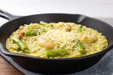 Asparagus Risotto with Asparagus and Shrimp