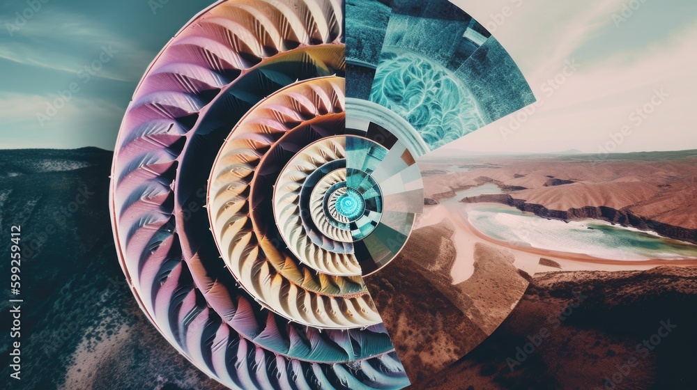 Aufkleber a spiral shaped object in a desert landscape. ai generative image. generative ai