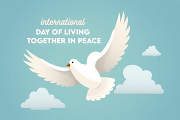  International Day of Living Together in Peace. dove of peace. genarative ai