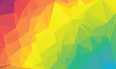 Rainbow Color Polygon Background Design, Abstract Geometric Origami Style With Gradient