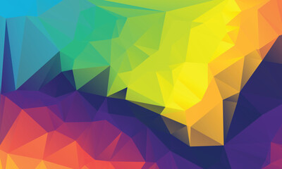 Rainbow Color Polygon Background Design, Abstract Geometric Origami Style With Gradient