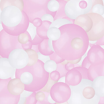 White And Pink Soft Pompons Background. Eps 10