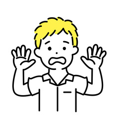 かわいい人物のイラストシリーズ _ 男性の学生 _ 降参　