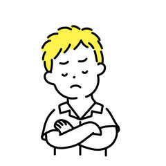 かわいい人物のイラストシリーズ _ 男性の学生 _ 考える　