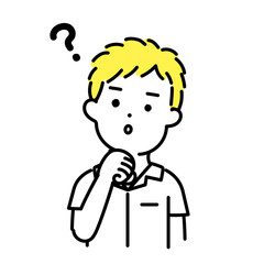 かわいい人物のイラストシリーズ _ 男性の学生 _ 疑問　