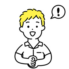 かわいい人物のイラストシリーズ _ 男性の学生 _ 閃く　