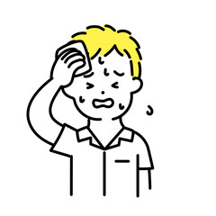 かわいい人物のイラストシリーズ _ 男性の学生 _ 暑い　