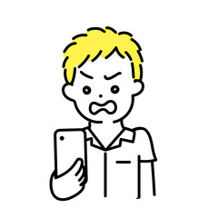 かわいい人物のイラストシリーズ _ 男性の学生 _ 怒る　