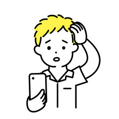 かわいい人物のイラストシリーズ _ 男性の学生 _ 戸惑う　