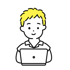 かわいい人物のイラストシリーズ _ 男性の学生 _ 笑顔　