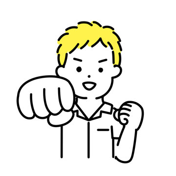 recommend clip art: かわいい人物のイラストシリーズ _ 男性の学生 _ パンチ　