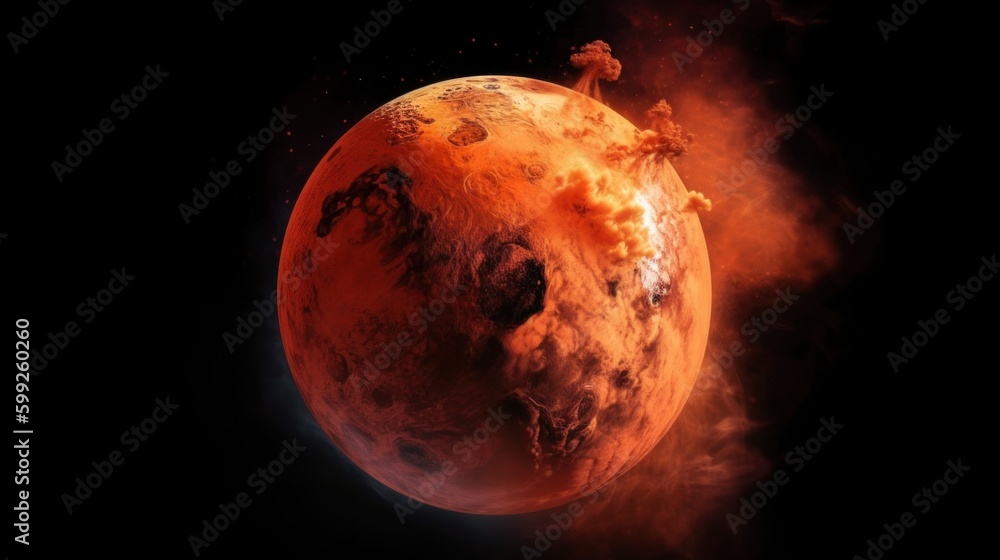 Poster an image of a red planet in space. ai generative image. generative ai