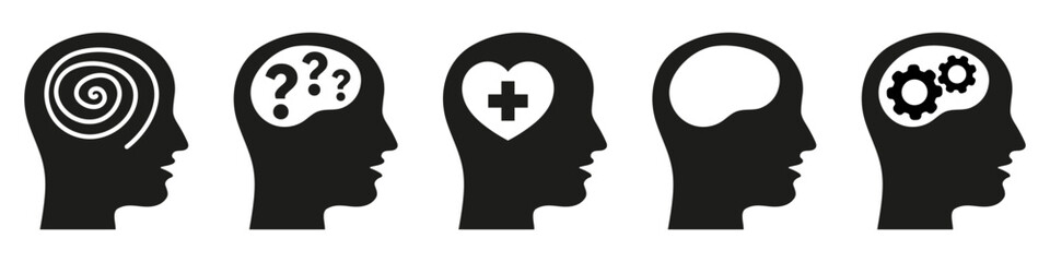 Mental health and psychology icons - vector set.