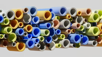 3d render illustration - Geometric background. Abstract wallpaper with brightly colored geometric 3D cylinder. Great for your design web or print projects.