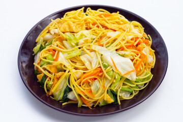 Chinese-styled fried noodle. Asian cuisine