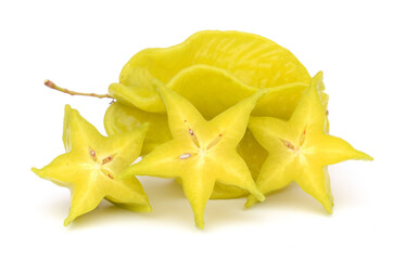 Fototapeta premium star fruit carambola or star apple starfruit on white background healthy fruit food isolated side view
