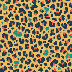 Abstract vector animal skin leopard seamless pattern design. Jaguar, leopard, cheetah, panther fur.  Seamless camouflage background.