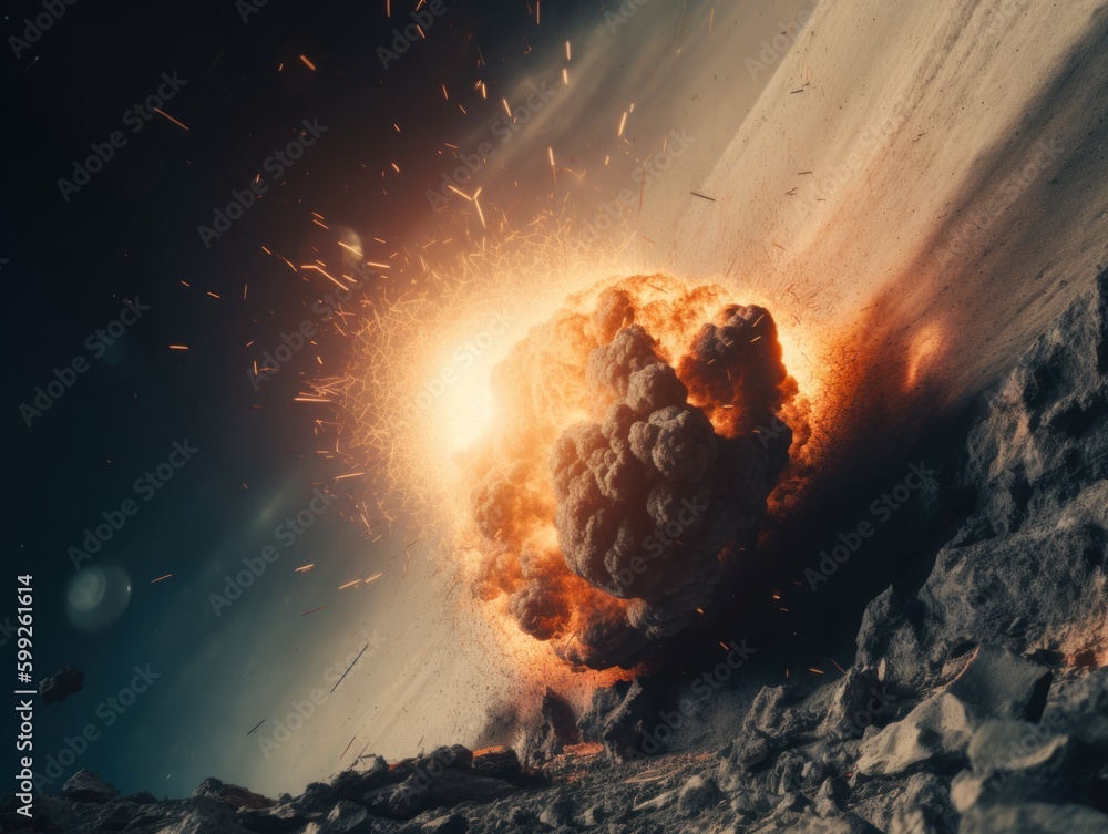 Aufkleber an explosion is seen from the ground in this image. ai generative image. generative ai