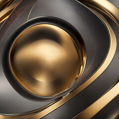 background with gold rings - silver color and golden color background - abstract background - Generative AI