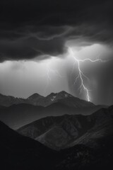 Naklejka na ściany i meble A black and white photo of a lightning bolt. AI generative image. Generative AI