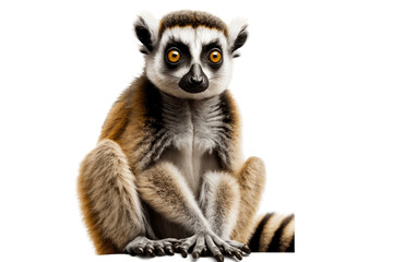 Isolated Lemur Illustration on Transparent Background, Generative Ai