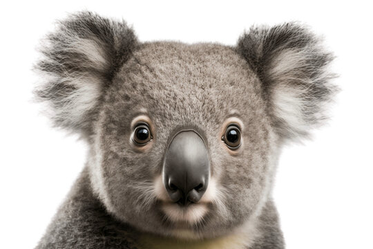 Close-up of Koala's Face on Transparent Background, Generative Ai