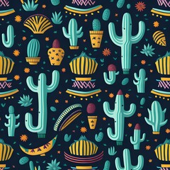 Colorful and Playful Cinco de Mayo Pattern | Mexican Party Pattern | Celebrate Cinco de Mayo with This Fun Seamless Pattern | Colorful Cinco de Mayo Pattern
