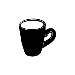 Vector sketch hand drawn mug silhouette, line art black lines