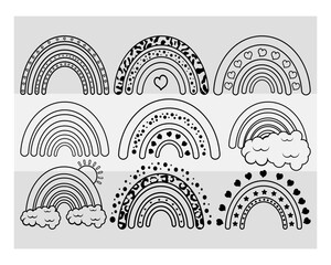 Boho Rainbow | SVG Bundle | Layered Bohemian Rainbow | Cute Rainbow Svg | Circut Cut Files Silhouette | Baby Rainbow Svg | Pastel Rainbow Svg | Silhouette | Rainbow Clipart| Vcetor| Outline | Eps