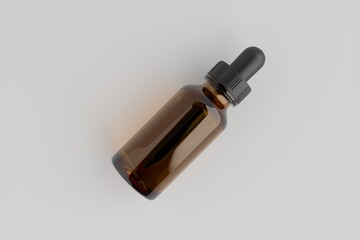 Dropper Bottle Brown Amber Mockup 3D Illustration