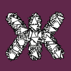 Cyrillic letters with digital arrows and hands.