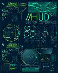 HUD Detailed User Interface Futuristic Cyberpunk Wire Mesh Kit Elements