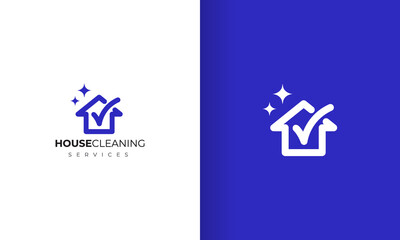 House cleaning logo design using blue color with simple modern design style