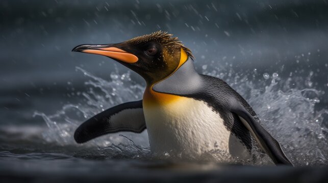 Vivid Penguin Portrait: Arctic Wildlife AI Generated Generative AI