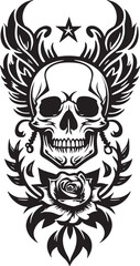 Skull flowers tribal emblem art symbol vector