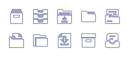 Archive line icon set. Editable stroke. Vector illustration. Containing archive, archives, folder, document, box.