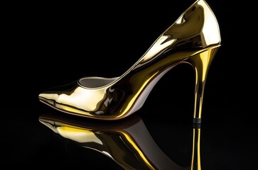 Gold Right Side Woman Gorgeous Dress Shoe Background Generative AI