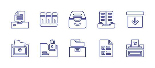 Archive line icon set. Editable stroke. Vector illustration. Containing archive, archives, doccument.