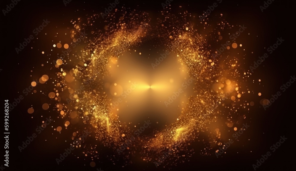 Poster a gold circle with a black background. ai generative image. generative ai