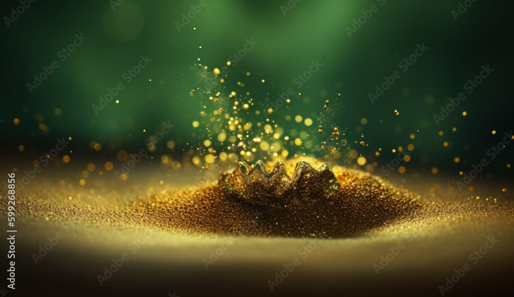 Poster a pile of sand with a green background. ai generative image. generative ai