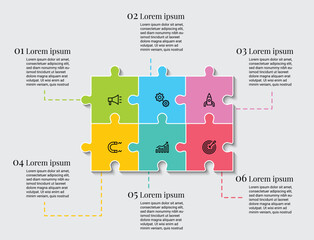 Puzzle infographic six step process