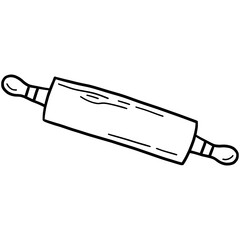Wooden Rolling Pin, tool for pottery or cooking, cartoon doodle vector icon