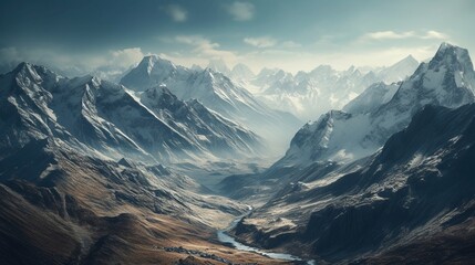 Serene landscape of snow-covered mountain range