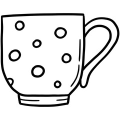 Speckled cup, ceramic cartoon doodle vector icon